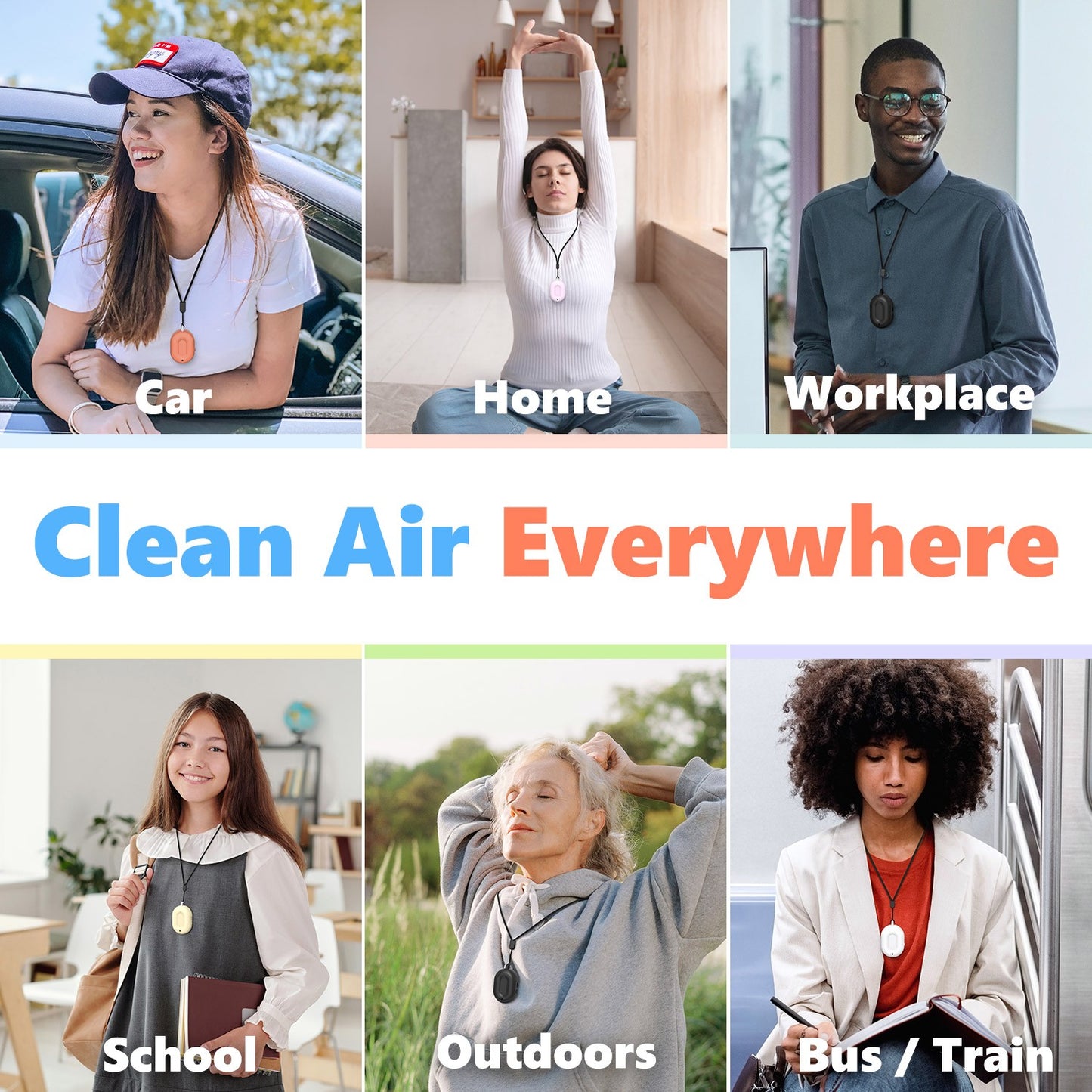 Collar purificador de aire portátil personal